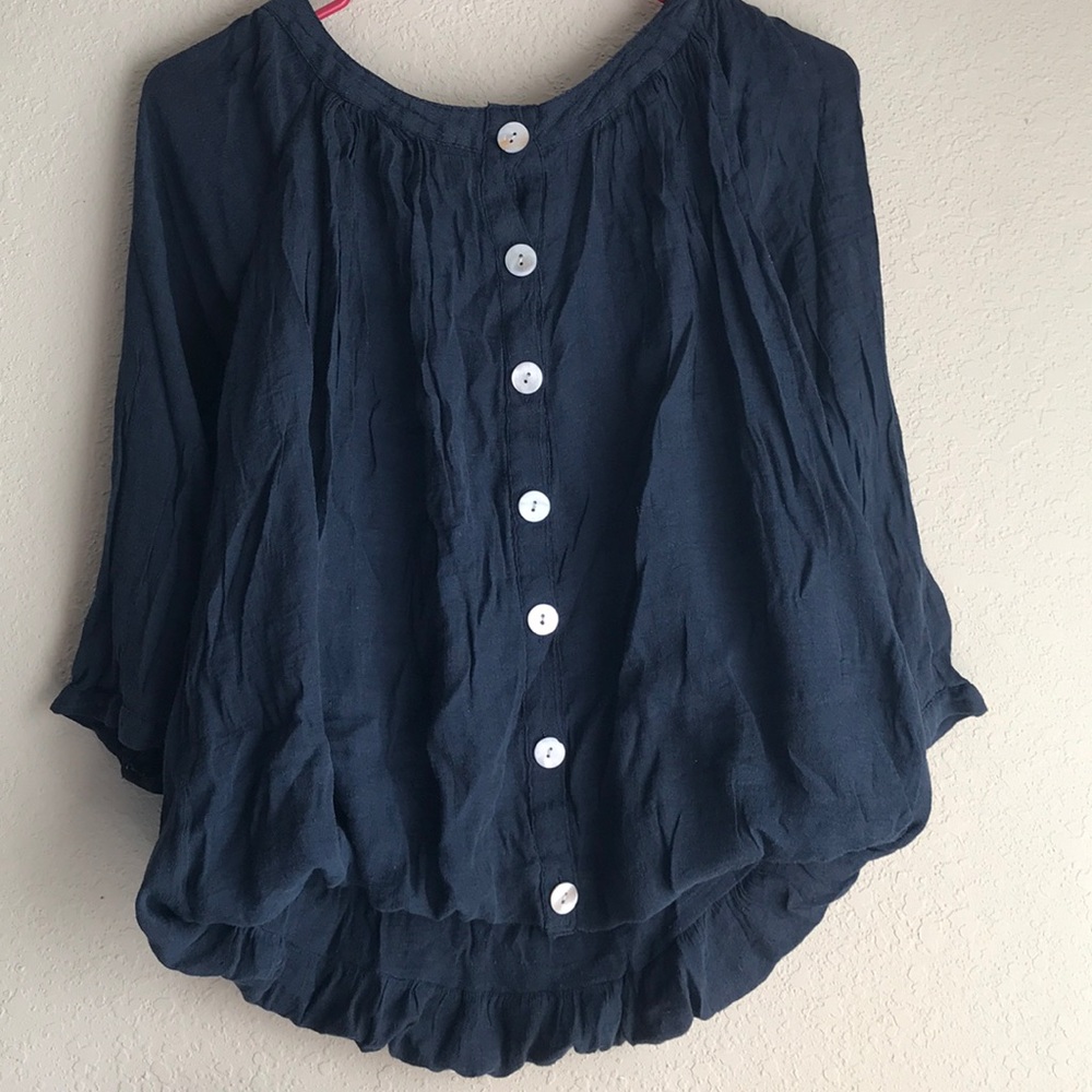 Navy blue button up blouse